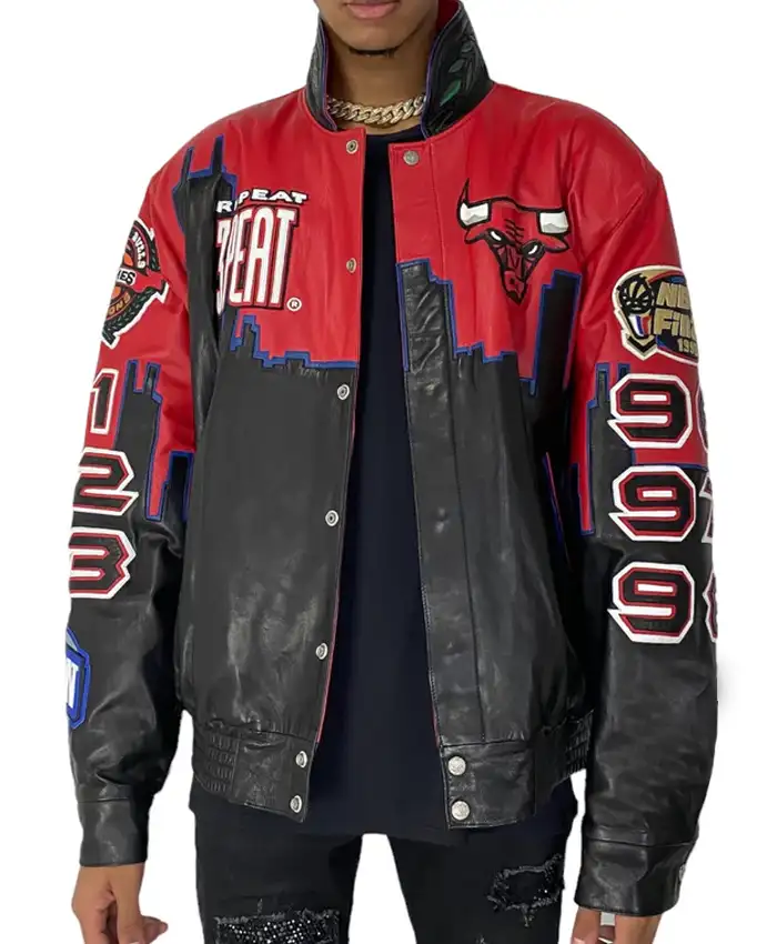 Chicago Bulls 3-Peat Championship Leather Jacket Chicago Bulls 3-Peat Championship Leather Jacket