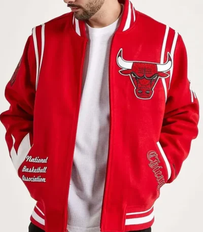 6x Champs Chicago Bulls Red Varsity Wool Jacket