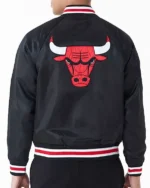 Applique Chicago Bulls Black Bomber Satin Jacket