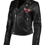Chicago Bulls Black Moto Leather Jacket
