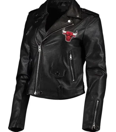 Chicago Bulls Black Moto Leather Jacket