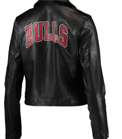 Chicago Bulls Black Moto Leather Jacket