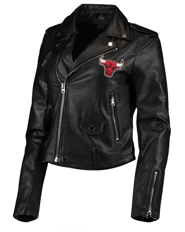 Chicago Bulls Black Moto Leather Jacket Chicago Bulls Black Moto Leather Jacket