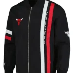 Chicago Bulls Black Stitch Applique Bomber Jacket