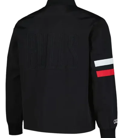 Chicago Bulls Black Stitch Applique Bomber Jacket