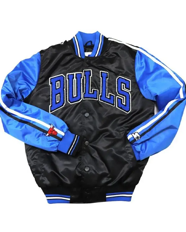 Chicago Bulls Black And Blue Satin Jacket Chicago Bulls Black And Blue Satin Jacket