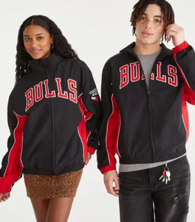 Chicago Bulls Black and Red Full-Zip Track Jacket