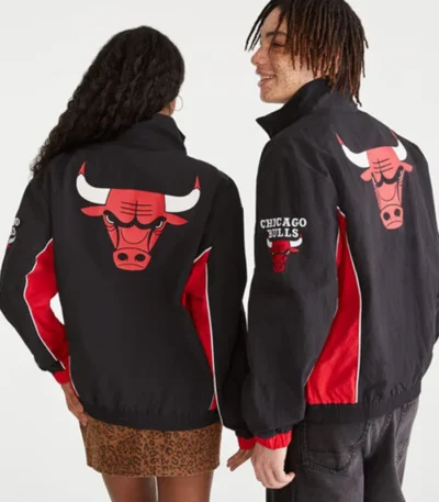 Chicago Bulls Black and Red Full-Zip Track Jacket