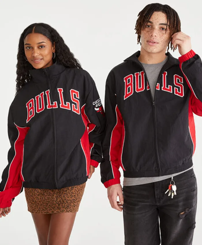 Chicago Bulls Black and Red Full-Zip Track Jacket Chicago Bulls Black and Red Full-Zip Track Jacket
