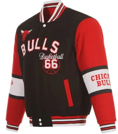 Chicago Bulls Black And Red Varsity Wool Jacket