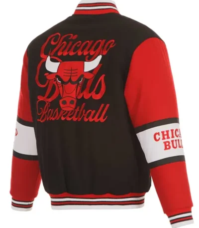 Chicago Bulls Black And Red Varsity Wool Jacket
