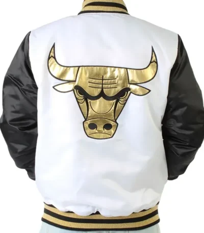 Chicago Bulls Black And White Satin Jacket