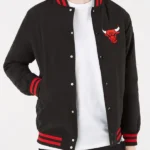 Cotton Chicago Bulls Bomber Black Jacket