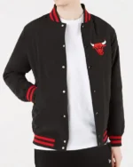 Cotton Chicago Bulls Bomber Black Jacket