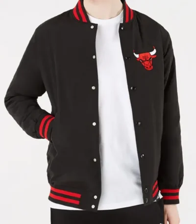 Cotton Chicago Bulls Bomber Black Jacket