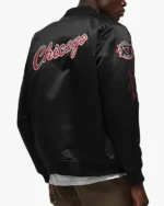 Chicago Bulls Bomber Black Satin Jacket