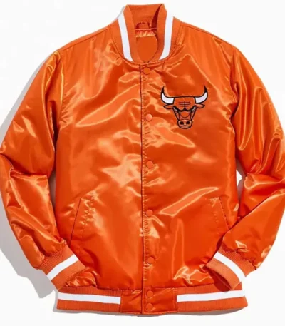Chicago Bulls Bomber Orange Satin Jacket