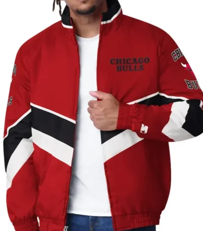 Captain Chicago Bulls Red Varsity Satin Jacket