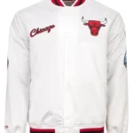 Chicago Bulls City Collection White Varsity Satin Jacket
