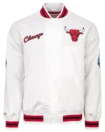 Chicago Bulls City Collection White Varsity Satin Jacket