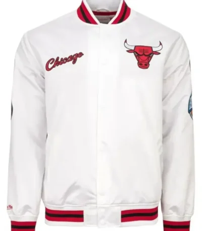 Chicago Bulls City Collection White Varsity Satin Jacket