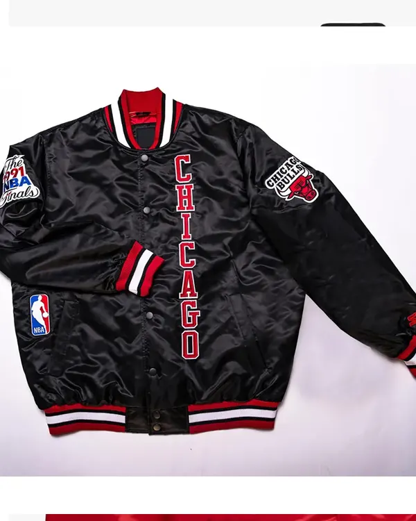 Classic Chicago Bulls Black Satin Jacket Classic Chicago Bulls Black Satin Jacket