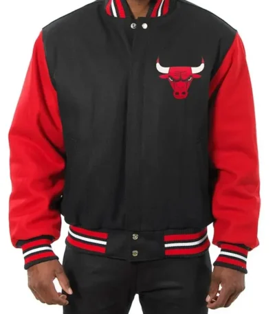 Chicago Bulls College Varsity Black And Red Jacket