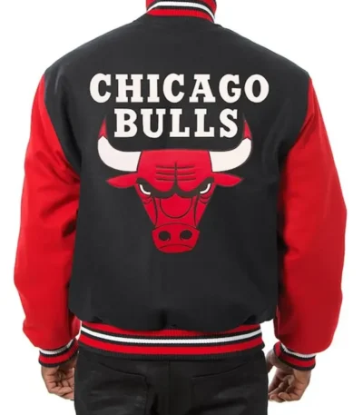 Chicago Bulls College Varsity Black And Red Jacket