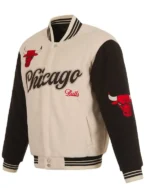 Chicago Bulls Cream And Black Varsity Jacket