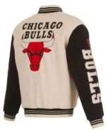 Chicago Bulls Cream And Black Varsity Jacket