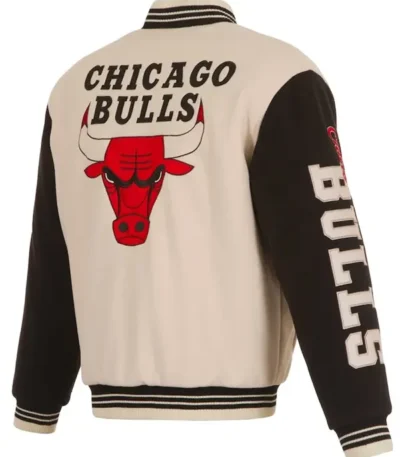 Chicago Bulls Cream And Black Varsity Jacket