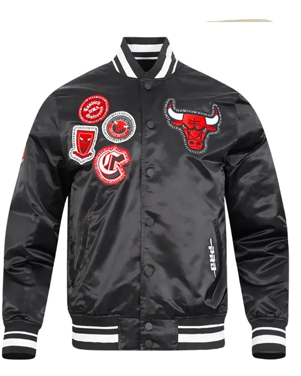 Diy Pick Stitch Classic Rib Chicago Bulls Satin Jacket Diy Pick Stitch Classic Rib Chicago Bulls Satin Jacket