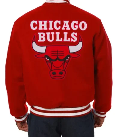 Chicago Bulls Embroidered Wool Red Varsity Jacket