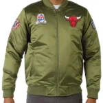 Flight Chicago Bulls Green Satin Jacket