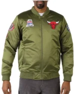 Flight Chicago Bulls Green Satin Jacket