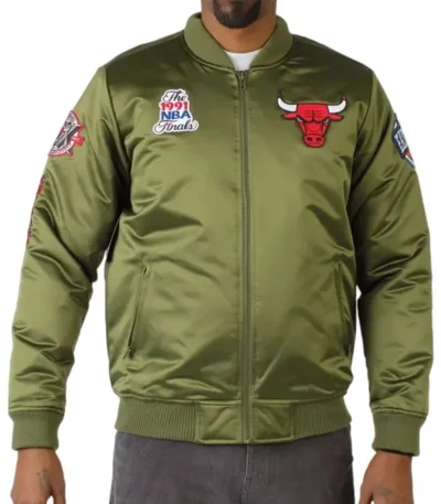 Flight Chicago Bulls Green Satin Jacket