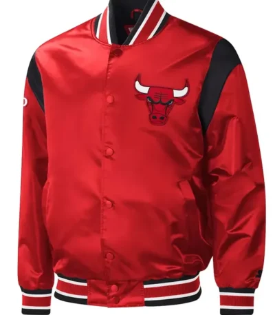 Chicago Bulls Force Play Red Varsity Satin Jacket