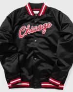 Heavyweight Chicago Bulls Black Satin Jacket