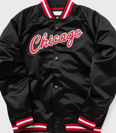 Heavyweight Chicago Bulls Black Satin Jacket