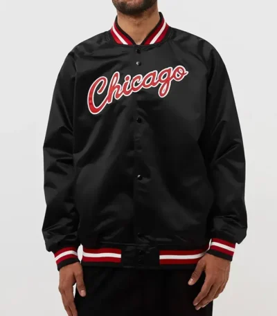 Heavyweight Chicago Bulls Black Satin Jacket