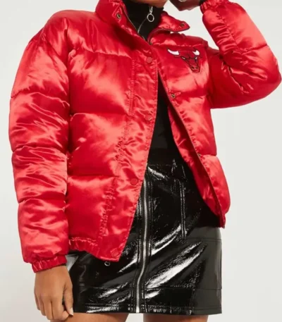 Chicago Bulls High School Red Puffer Jacket