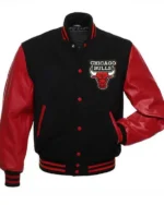 Baseball Chicago Bulls Letterman Black And Red Jacket