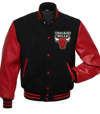 Baseball Chicago Bulls Letterman Black And Red Jacket