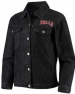 Chicago Bulls Patch Black Denim Button-up Jacket