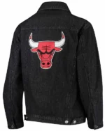 Chicago Bulls Patch Black Denim Button-up Jacket