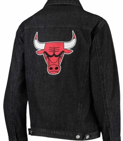 Chicago Bulls Patch Black Denim Button-up Jacket