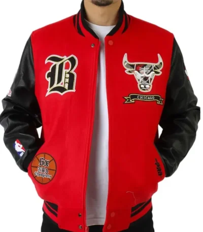 Chicago Bulls Plaid Patches Varsity Jacket