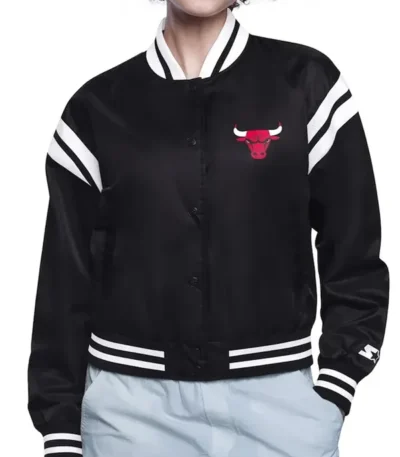 Chicago Bulls Printed Logo Varsity Satin Jacket