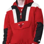 Chicago Bulls Red And Black Charger Half-zip Pullover Jacket