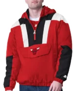 Chicago Bulls Red And Black Charger Half-zip Pullover Jacket